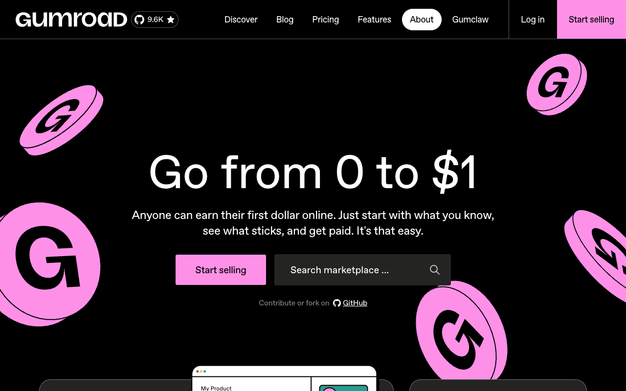 Gumroad platform website
