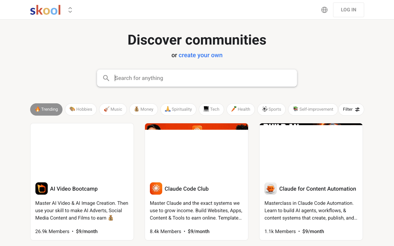 Skool platform website